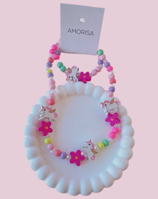 SET COLLAR + PULSERA UNICORNIO