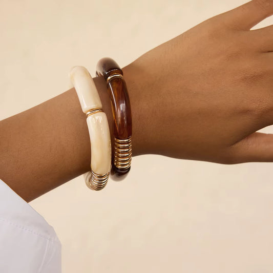 SET BRAZALETE RESINA AMBAR