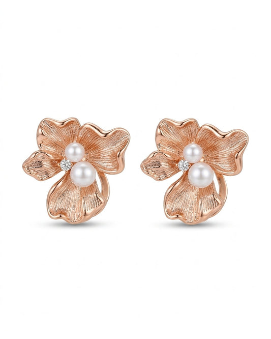 ARETES GOLDEN PETAL EN ORO ROSA AMORISA