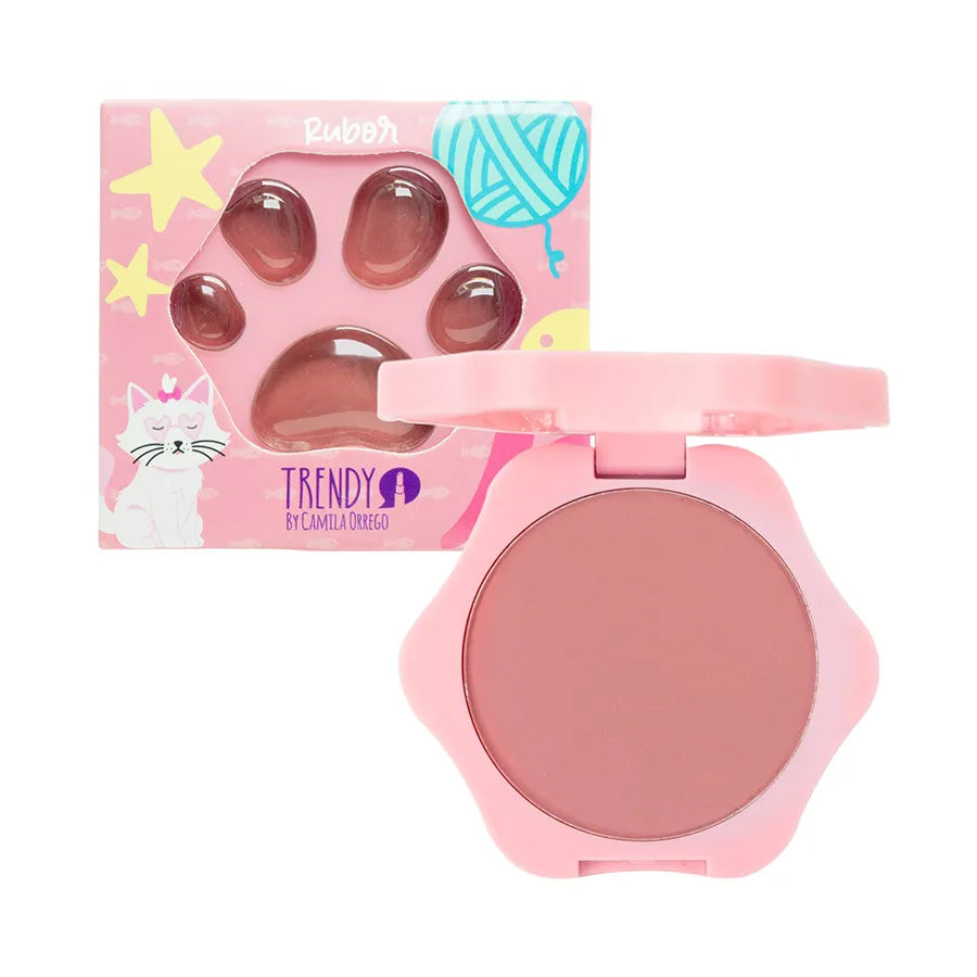 Rubor Cat Blush Trendy con Diseño de Mano de Gatito en Tonos Rosa y Coral - Amorisa Accesorios