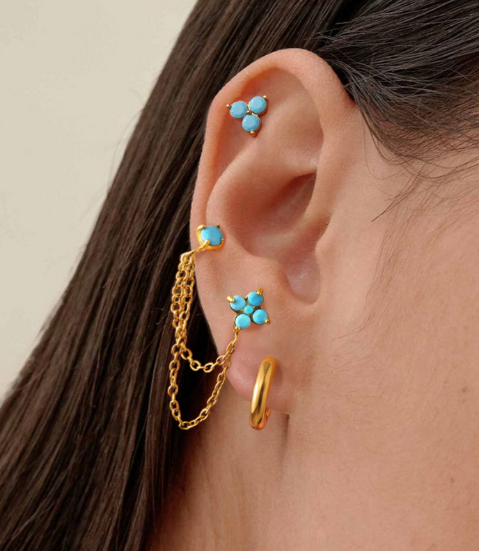 SET ARETES TURQUESA