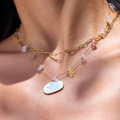 COLLAR DOBLE PIEDRA NATURAL