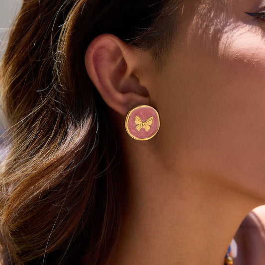 ARETES BOTON MARIPOSA