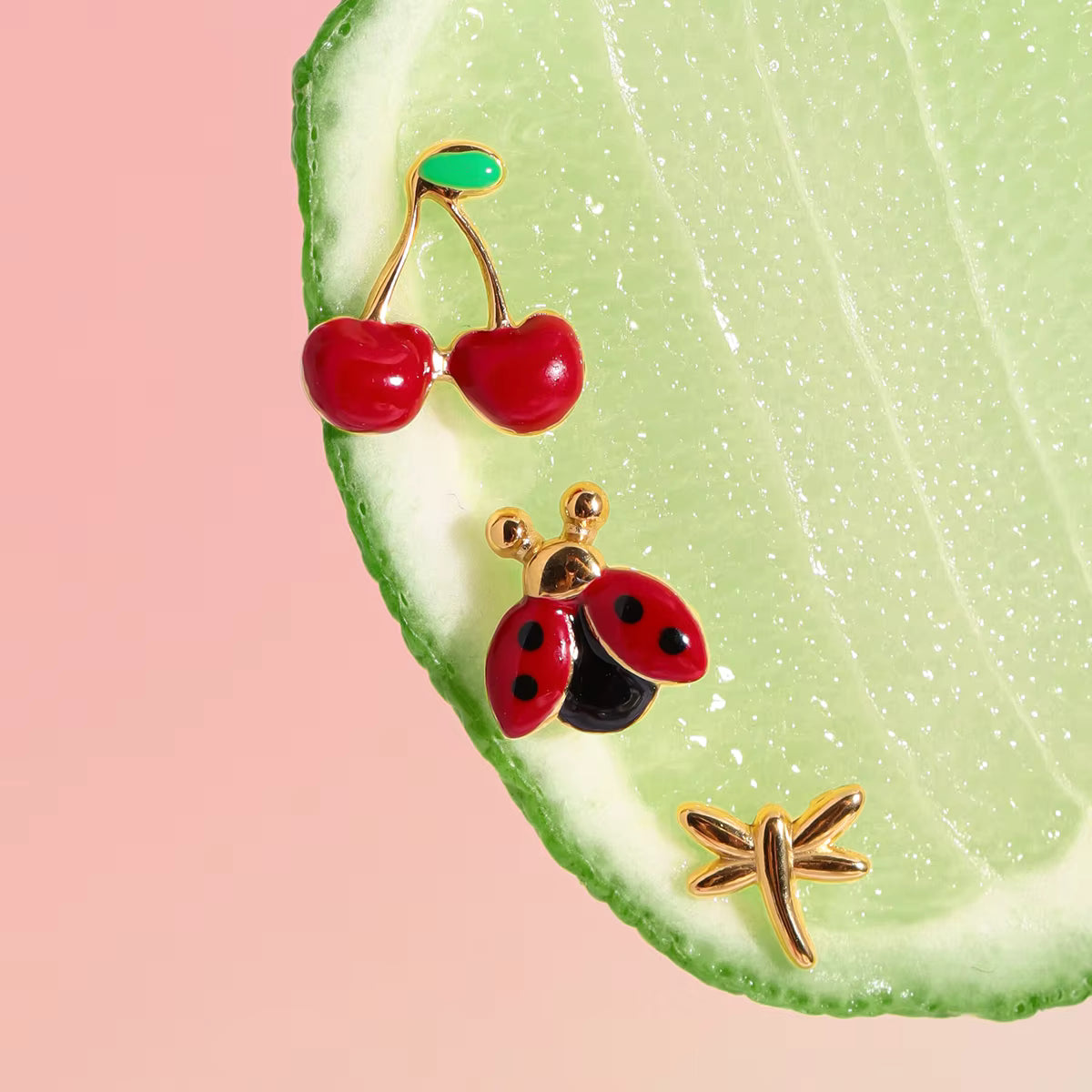 SET ARETES NATURAL CEREZA