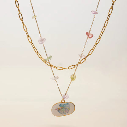 COLLAR DOBLE PIEDRA NATURAL