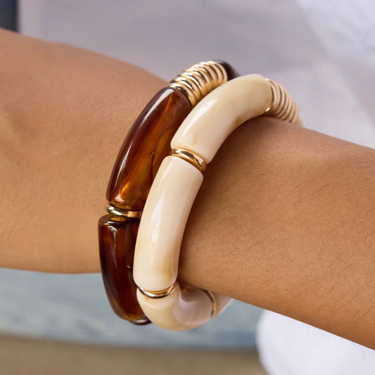 SET BRAZALETE RESINA AMBAR