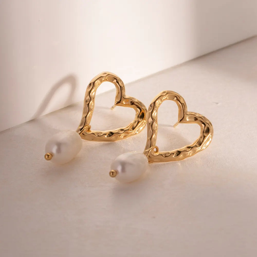 ARETES CORAZON PERLA