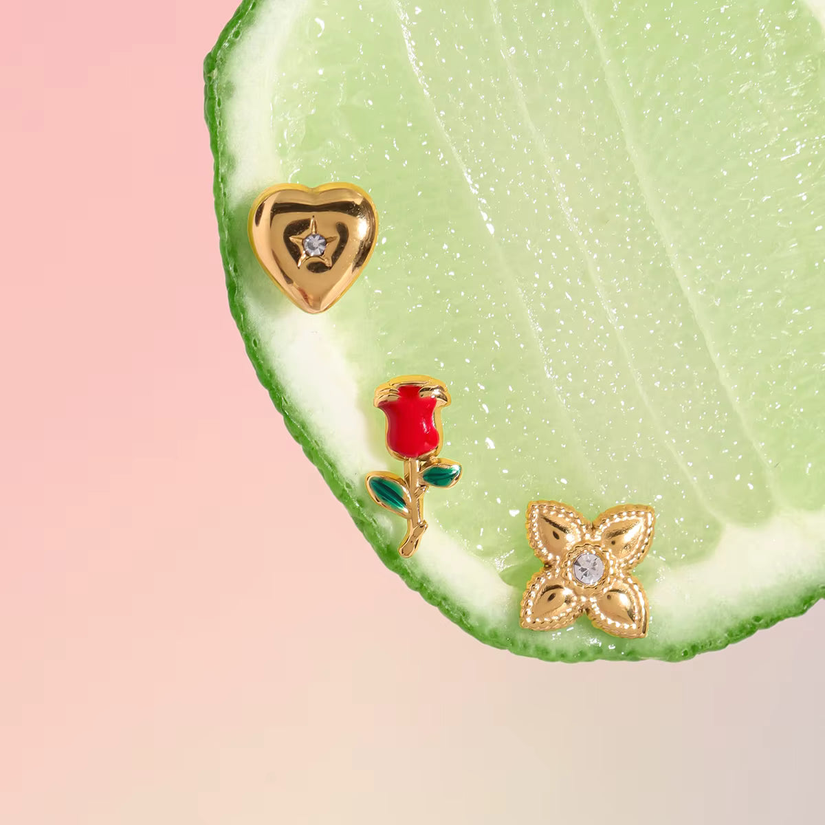 SET ARETES ROSE