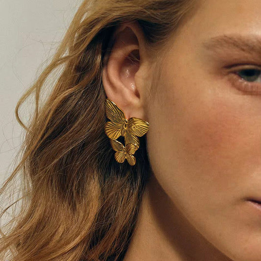 ARETES MARIPOSA DOBLE