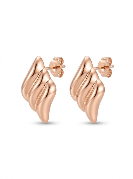 aretes abstractos en oro rosa amorisa hipoalergenicos