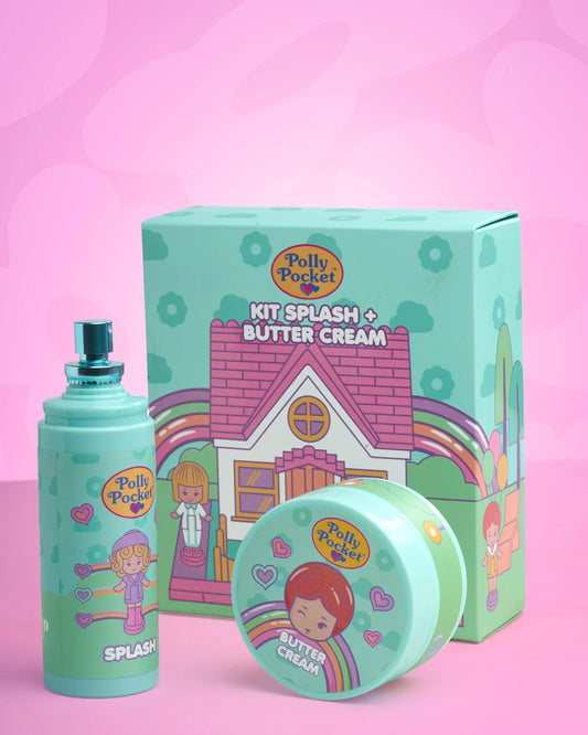 Kit Corporal Polly Pocket Trendy Aguamarina Splash y Crema con Brillo Glow - Amorisa Accesorios 